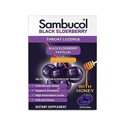 Sambucol Holunderbeeren Lutschtabletten mit Vitamin C, Zink & Honig – 20 Stück