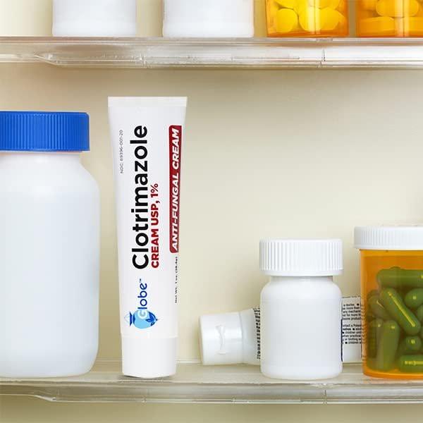 Globe Clotrimazol Antimykotische Creme 1% USP (28 g) – Pilzbehandlung gegen Fußpilz, Juckreiz, Brennen, Risse und Schuppen