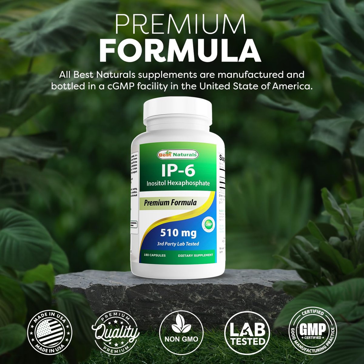Best Naturals IP-6 510 mg – 180 Kapseln, Inositol-Präparat
