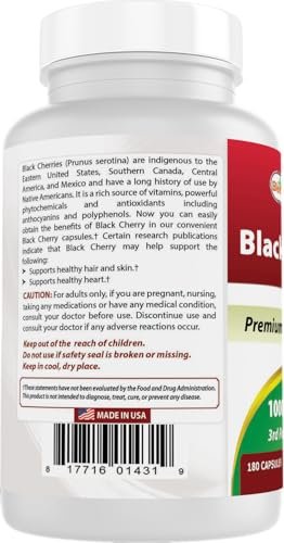 Best Naturals Schwarzkirsche 1000 mg Kapseln, 180 Stück