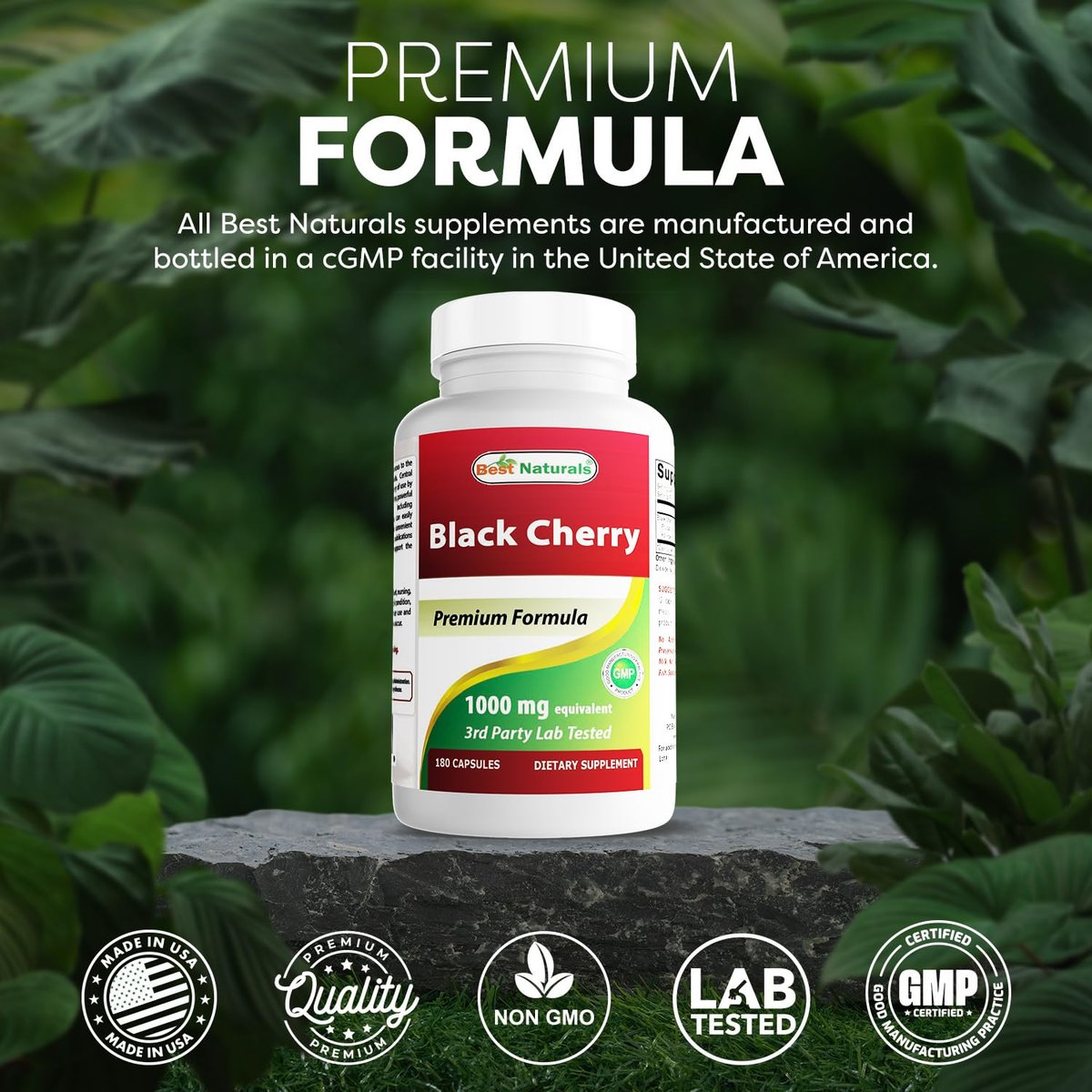 Best Naturals Schwarzkirsche 1000 mg Kapseln, 180 Stück