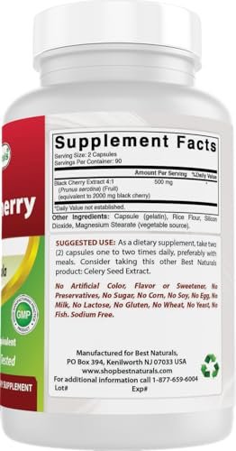 Best Naturals Schwarzkirsche 1000 mg Kapseln, 180 Stück