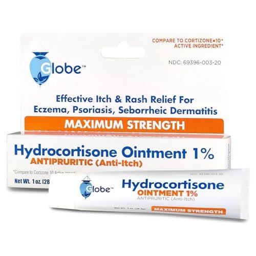 Globe Hydrocortison Maximum Stärke transparente Salbe 1%, 28 g | Juckreizstillende Salbe gegen Rötungen, Schwellungen, Juckreiz, Ausschlag, Dermatitis, Insektenstiche, Ekzeme, Hämorrhoiden & mehr