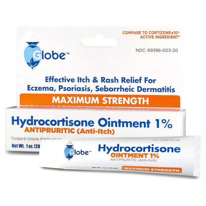 Globe Hydrocortison Maximum Stärke transparente Salbe 1%, 28 g | Juckreizstillende Salbe gegen Rötungen, Schwellungen, Juckreiz, Ausschlag, Dermatitis, Insektenstiche, Ekzeme, Hämorrhoiden & mehr