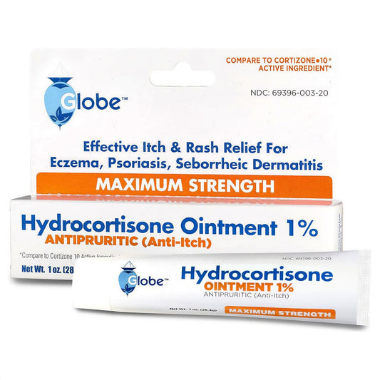 Globe Hydrocortison Maximum Stärke transparente Salbe 1%, 28 g | Juckreizstillende Salbe gegen Rötungen, Schwellungen, Juckreiz, Ausschlag, Dermatitis, Insektenstiche, Ekzeme, Hämorrhoiden & mehr