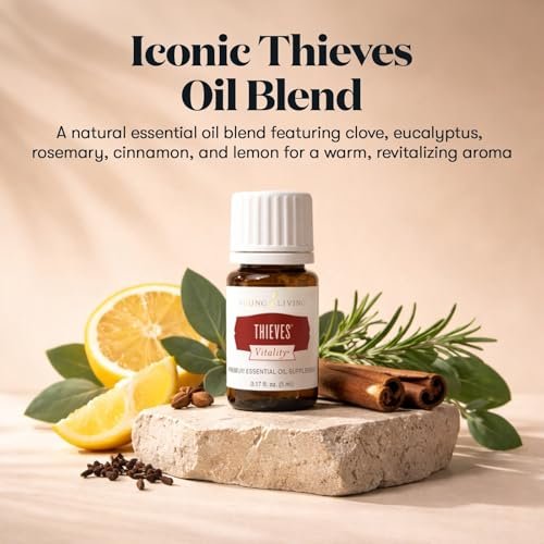 Young Living Thieves Vitality ätherisches Öl – 5 ml | Würzig-kräuteriges Aroma für Diffuser, Massage & Aromatherapie | Nelke, Zitrone, Zimt, Eukalyptus & Rosmarin | Seed-to-Seal-Qualität