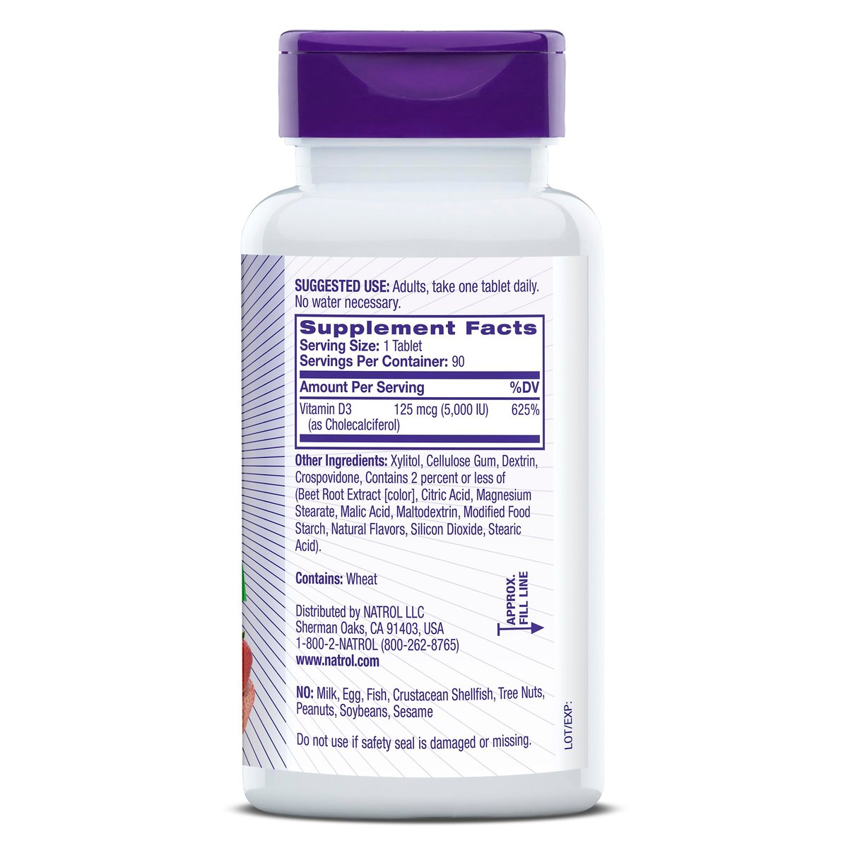 Natrol Vitamin D3 5.000 IE – Hochdosiertes Nahrungsergänzungsmittel für Knochen- und Gelenkgesundheit – 90 Tabletten, 90-Tage-Vorrat
