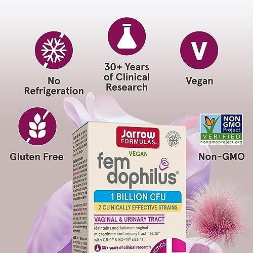 Jarrow Formulas Fem-Dophilus – Vaginale Probiotika 1 Milliarde KBE mit 2 wissenschaftlich gestützten Stämmen, Nahrungsergänzungsmittel für Vaginal- und Harnwegsunterstützung, 30 Kapseln, bis zu 30 Tage Versorgung, haltbar