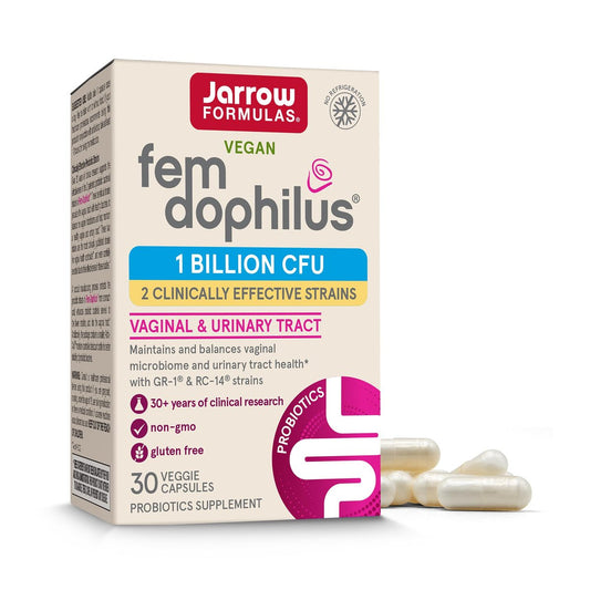 Jarrow Formulas Fem-Dophilus – Vaginale Probiotika 1 Milliarde KBE mit 2 wissenschaftlich gestützten Stämmen, Nahrungsergänzungsmittel für Vaginal- und Harnwegsunterstützung, 30 Kapseln, bis zu 30 Tage Versorgung, haltbar