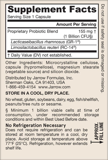 Jarrow Formulas Fem-Dophilus – Vaginale Probiotika 1 Milliarde KBE mit 2 wissenschaftlich gestützten Stämmen, Nahrungsergänzungsmittel für Vaginal- und Harnwegsunterstützung, 30 Kapseln, bis zu 30 Tage Versorgung, haltbar