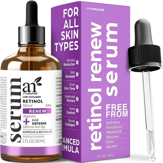 ArtNaturals Retinol Serum für das Gesicht – mit Vitamin C, Retinol-Öl & Hyaluronsäure – Anti-Aging, Anti-Falten Augenserum – Hautreparatur, Nachtpflege (30 ml)