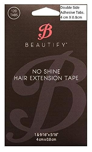 Beautify No Shine Haarverlängerungs-Klebebandtabs – Beidseitig Klebende Ersatztabs für Haarverlängerungen, 120 Tabs pro Packung – Glanzfreier Halt