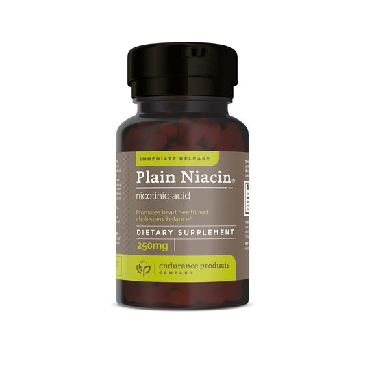 Endur Plain Niacin (Nicotinsäure) 250 mg – 100 Tabletten, Sofortfreisetzung, glutenfrei, für Herzgesundheit & gesunden Cholesterinspiegel