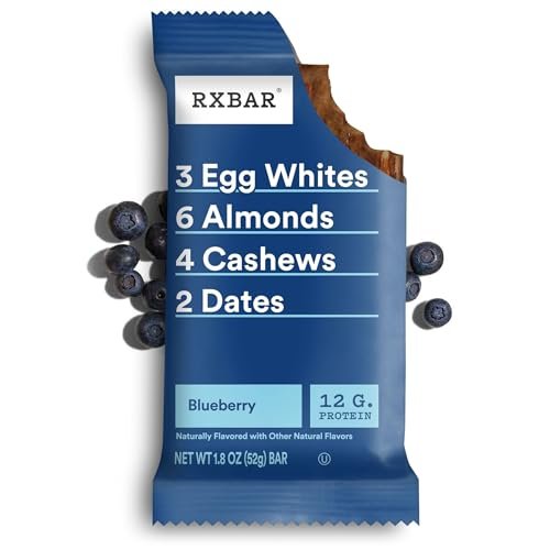 RXBAR Proteinriegel mit Blaubeeren, 22 oz Box (12 Riegel) – Natürlicher Proteinsnack ohne Zuckerzusatz