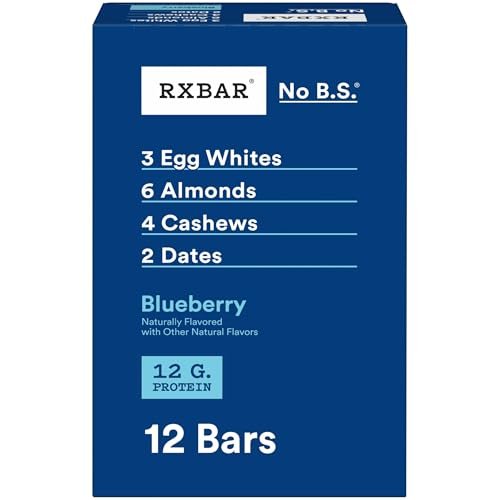 RXBAR Proteinriegel mit Blaubeeren, 22 oz Box (12 Riegel) – Natürlicher Proteinsnack ohne Zuckerzusatz