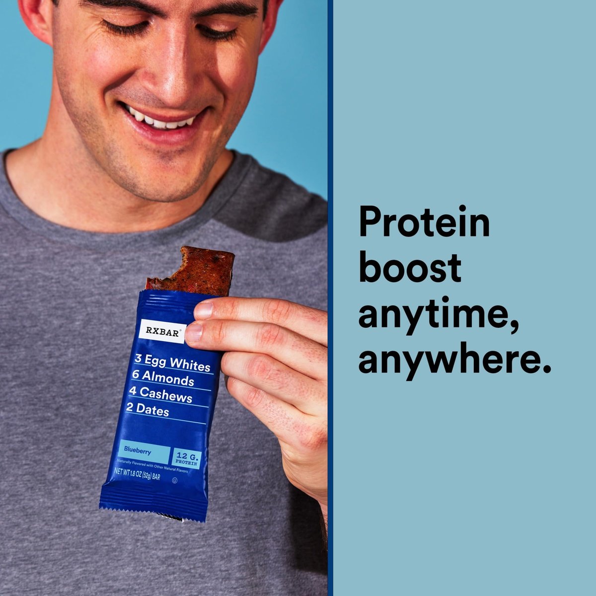 RXBAR Proteinriegel mit Blaubeeren, 22 oz Box (12 Riegel) – Natürlicher Proteinsnack ohne Zuckerzusatz