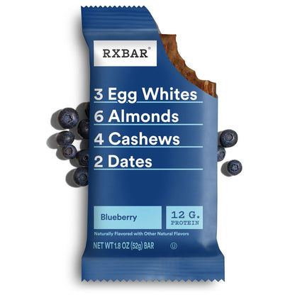 RXBAR Proteinriegel mit Blaubeeren, 22 oz Box (12 Riegel) – Natürlicher Proteinsnack ohne Zuckerzusatz
