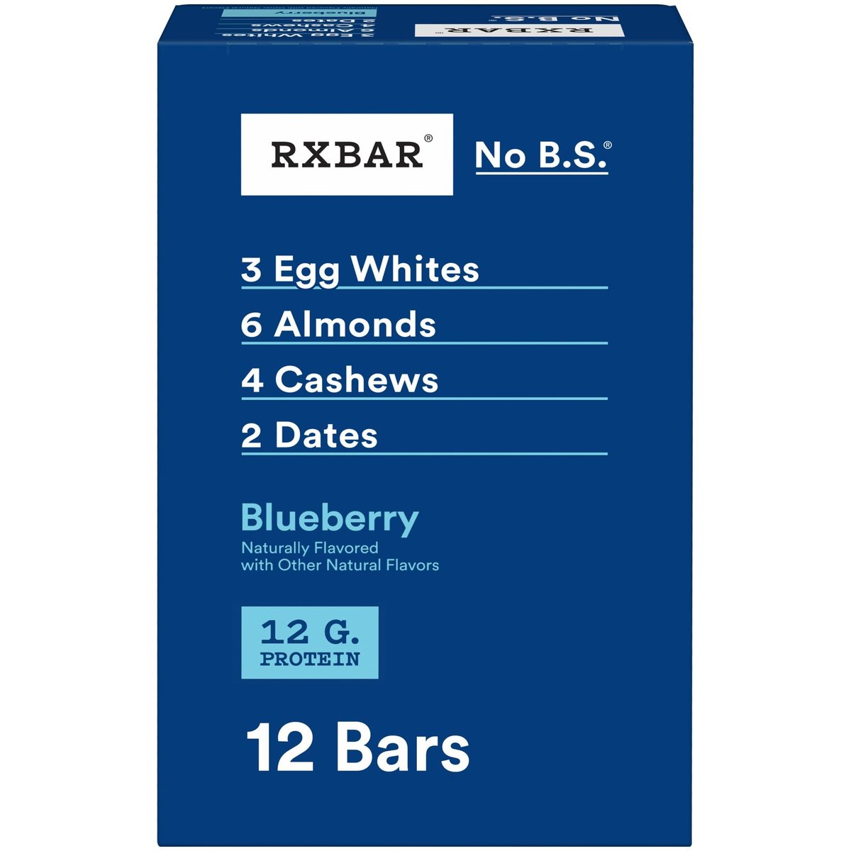 RXBAR Proteinriegel mit Blaubeeren, 22 oz Box (12 Riegel) – Natürlicher Proteinsnack ohne Zuckerzusatz