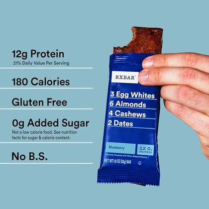 RXBAR Proteinriegel mit Blaubeeren, 22 oz Box (12 Riegel) – Natürlicher Proteinsnack ohne Zuckerzusatz
