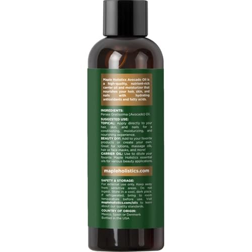 100% Reines Avocadoöl für Haut und Haare – Natürliches Feuchtigkeitsöl, Trägeröl für ätherische Öle, 118 ml