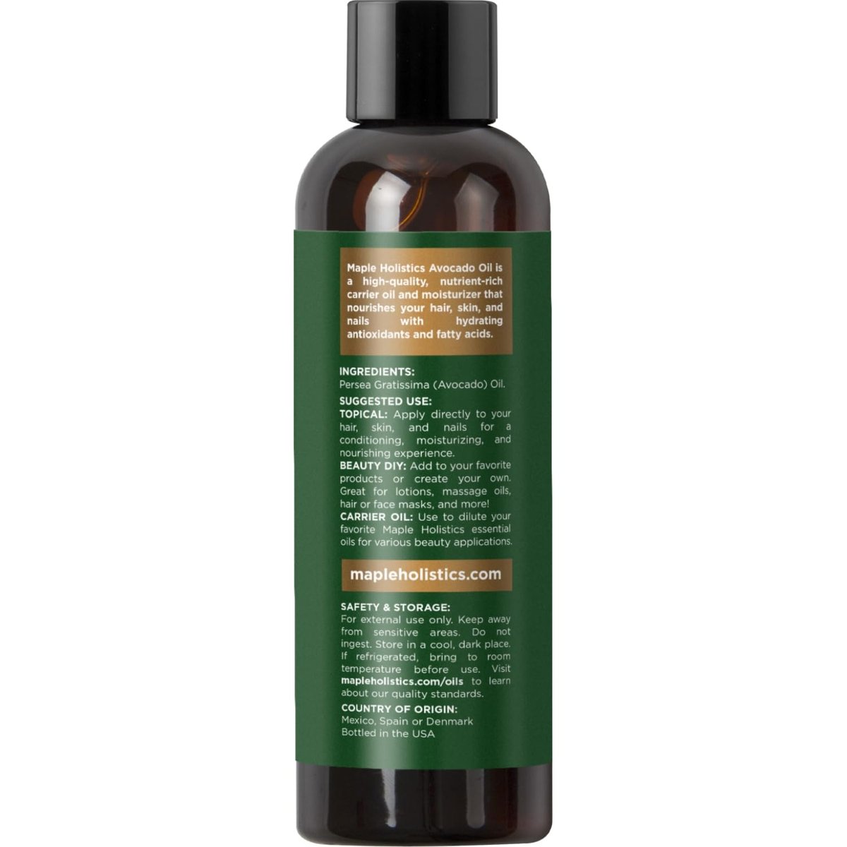 100% Reines Avocadoöl für Haut und Haare – Natürliches Feuchtigkeitsöl, Trägeröl für ätherische Öle, 118 ml
