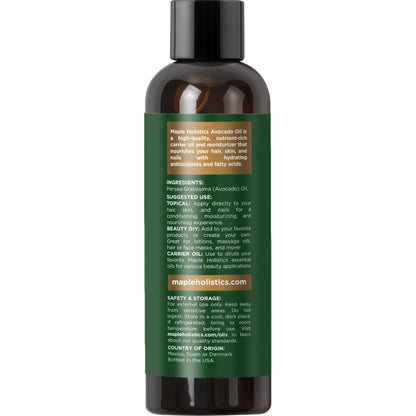 100% Reines Avocadoöl für Haut und Haare – Natürliches Feuchtigkeitsöl, Trägeröl für ätherische Öle, 118 ml