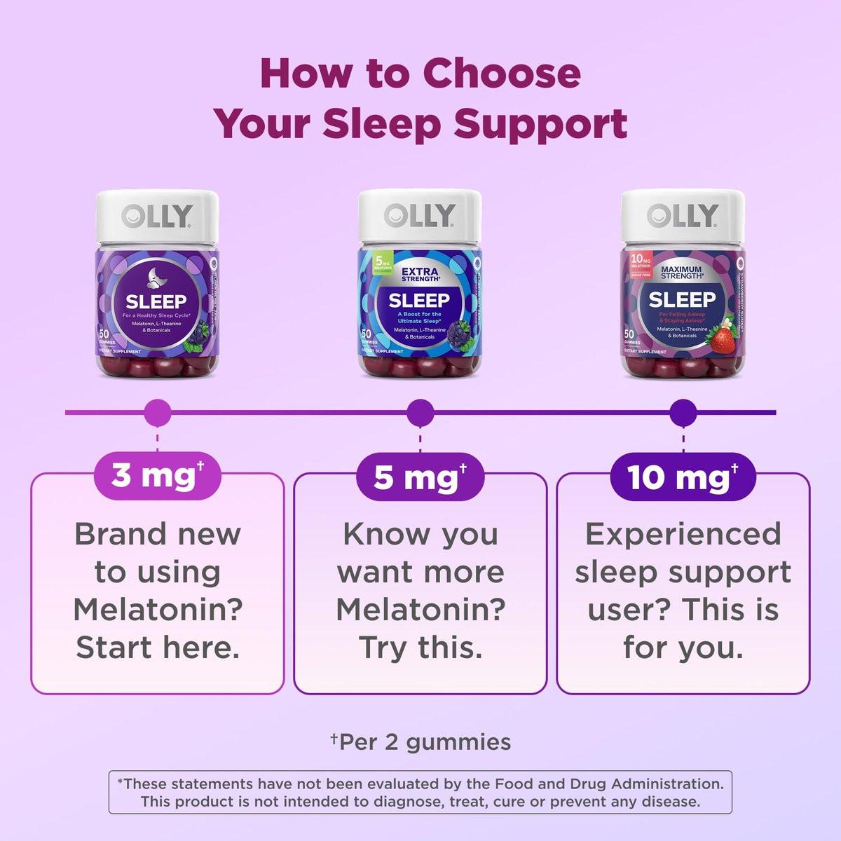 OLLY Restful Sleep Gummis mit Melatonin & L-Theanin Kamille, Blackberry Zen, 50 Gummis (25 Tage Vorrat) Unterstützt einen gesunden Schlafzyklus*