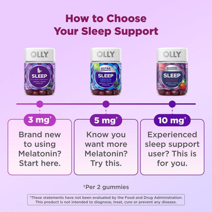 OLLY Restful Sleep Gummis mit Melatonin & L-Theanin Kamille, Blackberry Zen, 50 Gummis (25 Tage Vorrat) Unterstützt einen gesunden Schlafzyklus*
