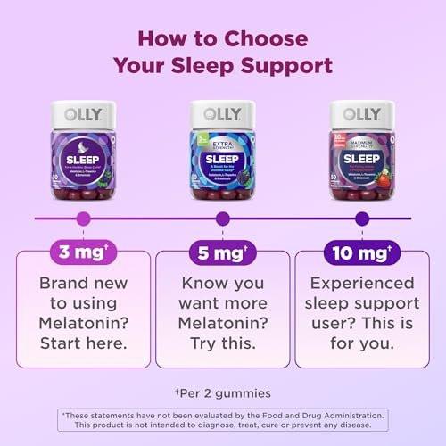 OLLY Restful Sleep Gummis mit Melatonin & L-Theanin Kamille, Blackberry Zen, 50 Gummis (25 Tage Vorrat) Unterstützt einen gesunden Schlafzyklus*