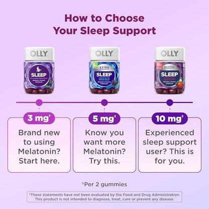OLLY Restful Sleep Gummis mit Melatonin & L-Theanin Kamille, Blackberry Zen, 50 Gummis (25 Tage Vorrat) Unterstützt einen gesunden Schlafzyklus*