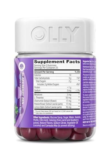OLLY Restful Sleep Gummis mit Melatonin & L-Theanin Kamille, Blackberry Zen, 50 Gummis (25 Tage Vorrat) Unterstützt einen gesunden Schlafzyklus*