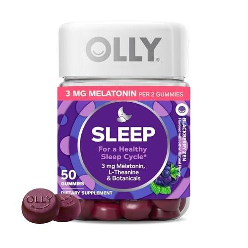 OLLY Restful Sleep Gummis mit Melatonin & L-Theanin Kamille, Blackberry Zen, 50 Gummis (25 Tage Vorrat) Unterstützt einen gesunden Schlafzyklus*