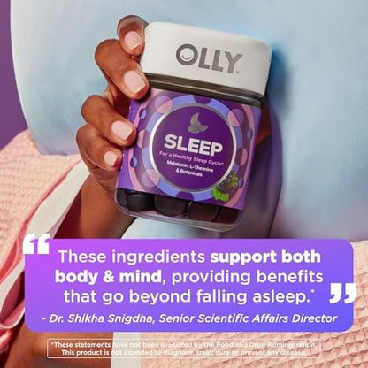 OLLY Restful Sleep Gummis mit Melatonin & L-Theanin Kamille, Blackberry Zen, 50 Gummis (25 Tage Vorrat) Unterstützt einen gesunden Schlafzyklus*