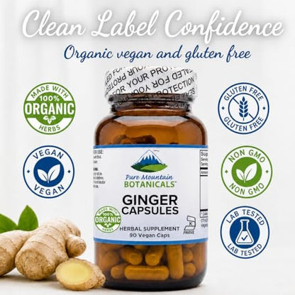 Bio Ingwer Kapseln 1000mg – 90 Stück, Vegan, Glutenfrei, Koscher, Nicht-GMO