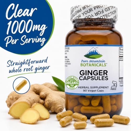 Bio Ingwer Kapseln 1000mg – 90 Stück, Vegan, Glutenfrei, Koscher, Nicht-GMO