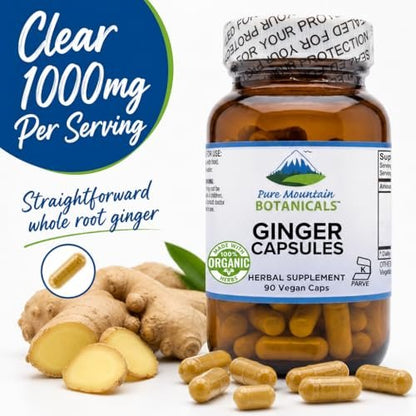 Bio Ingwer Kapseln 1000mg – 90 Stück, Vegan, Glutenfrei, Koscher, Nicht-GMO