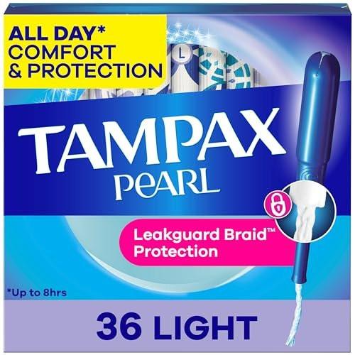Tampax Pearl Tampons für Frauen, mit LeakGuard-Braid, leichte Saugstärke, unparfümiert, 36 Stück