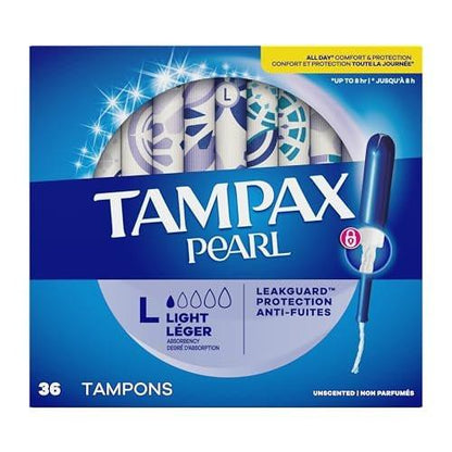 Tampax Pearl Tampons für Frauen, mit LeakGuard-Braid, leichte Saugstärke, unparfümiert, 36 Stück