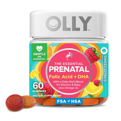 OLLY Schwangerschaftsvitamine Gummibärchen – Tägliche Multivitamin-Mischung für Mama & Baby mit Folsäure, Omega-3 DHA, Vitamin A & D, süßer Zitrusgeschmack, 30-Tage-Vorrat – 60 Stück