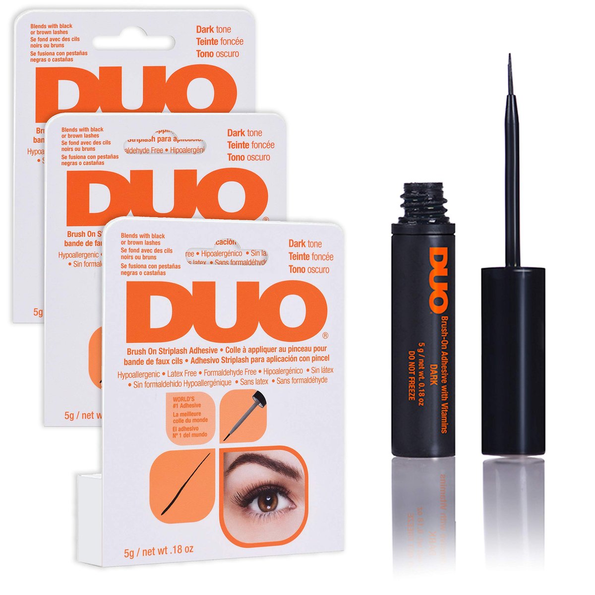 Duo Brush-On Lash Glue Dunkler Ton 0,18 Unzen (3er-Pack) – Wimpernkleber für langanhaltenden Halt