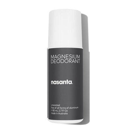 Nasanta Magnesium Deodorant – Aluminiumfreies Deodorant für Damen & Herren, getestet für empfindliche Haut, alkoholfrei, natronfrei, unparfümiert, hergestellt in Australien, 80 ml Roll-On