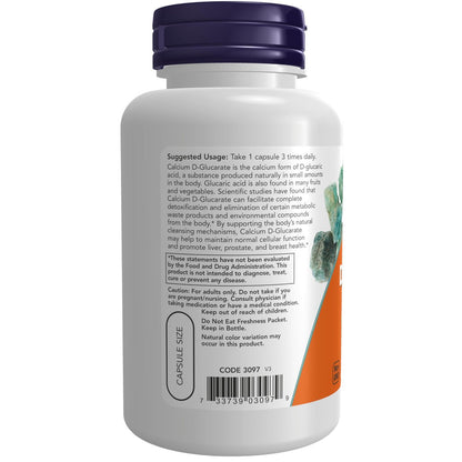 NOW Foods Calcium D-Glucarat 500 mg – 90 vegane Kapseln zur Unterstützung der Entgiftung*
