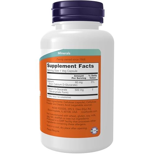 NOW Foods Calcium D-Glucarat 500 mg – 90 vegane Kapseln zur Unterstützung der Entgiftung*