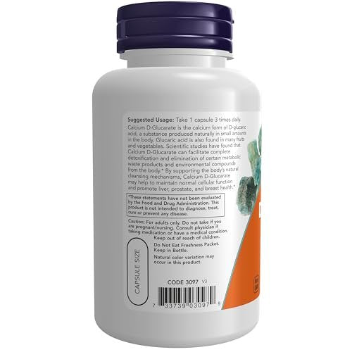 NOW Foods Calcium D-Glucarat 500 mg – 90 vegane Kapseln zur Unterstützung der Entgiftung*
