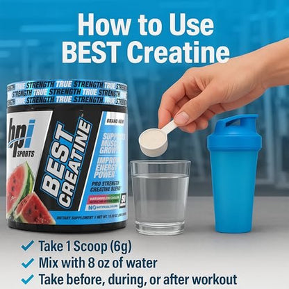 BPI Sports Best Creatin – Kreatin-Monohydrat-Pulver für Männer & Frauen, Himalaya-Salz – Kraft, Pump, Muskelwachstum, Muskeldefinition – ohne Blähungen – Wassermelone Cooler – 50 Portionen – 10,58 Unzen