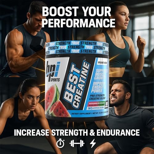 BPI Sports Best Creatin – Kreatin-Monohydrat-Pulver für Männer & Frauen, Himalaya-Salz – Kraft, Pump, Muskelwachstum, Muskeldefinition – ohne Blähungen – Wassermelone Cooler – 50 Portionen – 10,58 Unzen