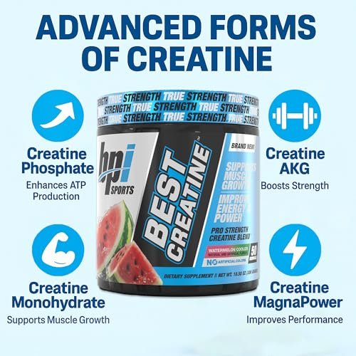 BPI Sports Best Creatin – Kreatin-Monohydrat-Pulver für Männer & Frauen, Himalaya-Salz – Kraft, Pump, Muskelwachstum, Muskeldefinition – ohne Blähungen – Wassermelone Cooler – 50 Portionen – 10,58 Unzen