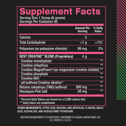 BPI Sports Best Creatin – Kreatin-Monohydrat-Pulver für Männer & Frauen, Himalaya-Salz – Kraft, Pump, Muskelwachstum, Muskeldefinition – ohne Blähungen – Wassermelone Cooler – 50 Portionen – 10,58 Unzen