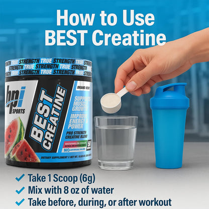 BPI Sports Best Creatin – Kreatin-Monohydrat-Pulver für Männer & Frauen, Himalaya-Salz – Kraft, Pump, Muskelwachstum, Muskeldefinition – ohne Blähungen – Wassermelone Cooler – 50 Portionen – 10,58 Unzen