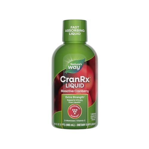 Nature's Way CranRx Extra Strength(1) Flüssigkeit – 1.000 mg Cranberry pro 2 EL Portion, mit D-Mannose, Vitamin C und Hibiskus, unterstützt die Harnwegsgesundheit*, glutenfrei, vegan, 473 ml
